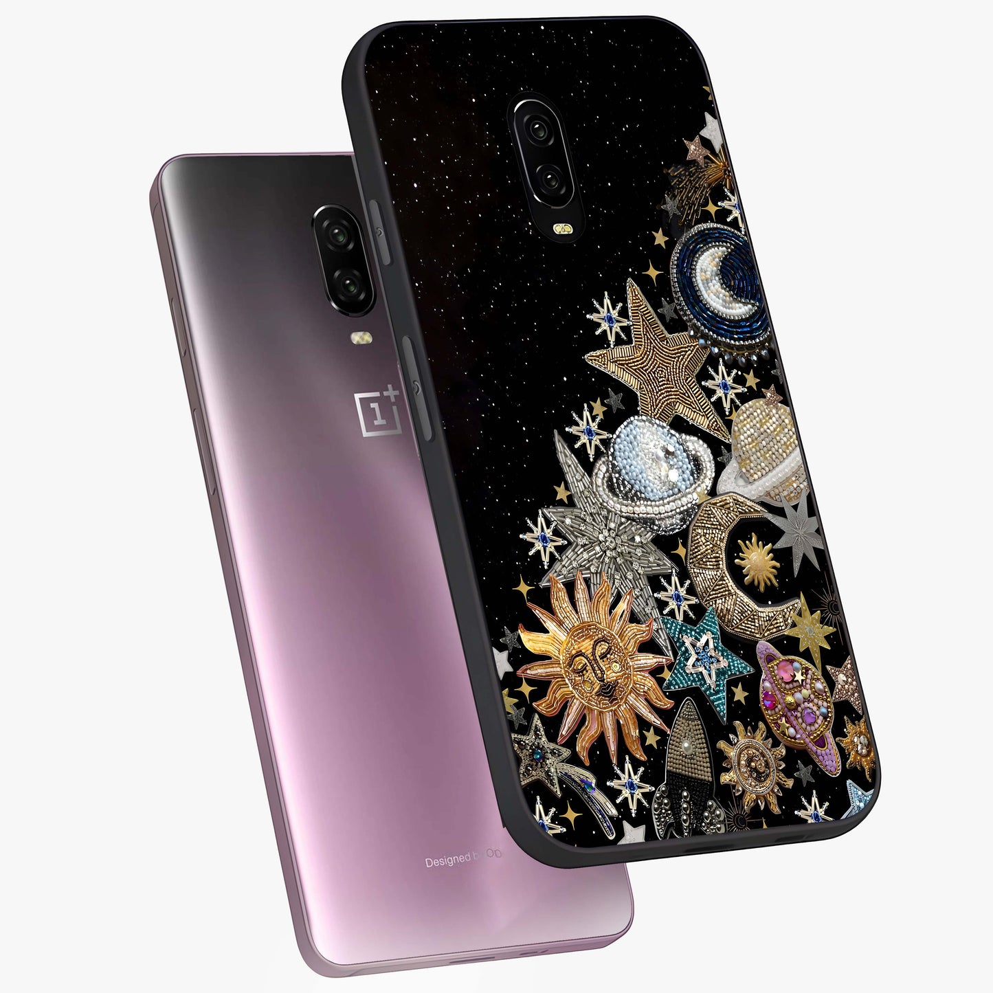 Cosmic Sparkle Dreams Glass Case displayed in angled mockup highlighting dreamy star sparkle design with celestial aesthetic.