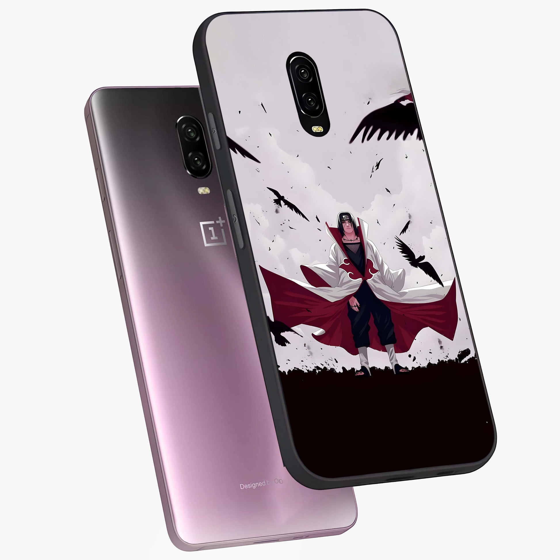 Crimson Crow Ascension Glass Case displayed in angled mockup highlighting powerful crow illustration with dark crimson aesthetic.
