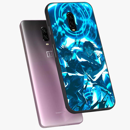 Cursed Energy Clash Glass Case displayed in angled mockup highlighting powerful battle inspired graphic with anime style aesthetic.