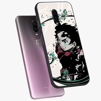 Demon Slayer Glass Case displayed in angled mockup highlighting dramatic anime character design with action aesthetic.