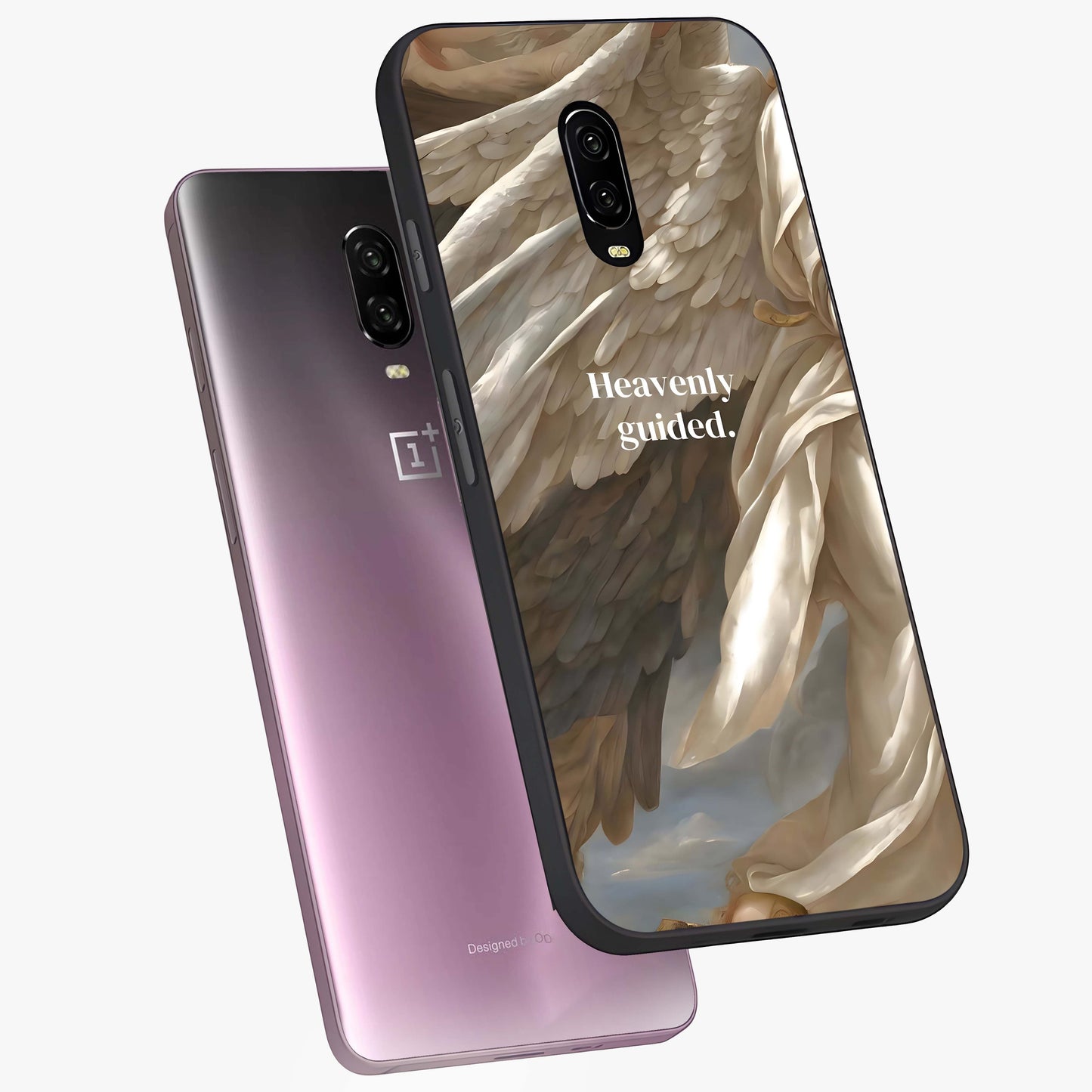 Divine Winged Grace Glass Case displayed in angled mockup highlighting graceful wing design with divine aesthetic style.