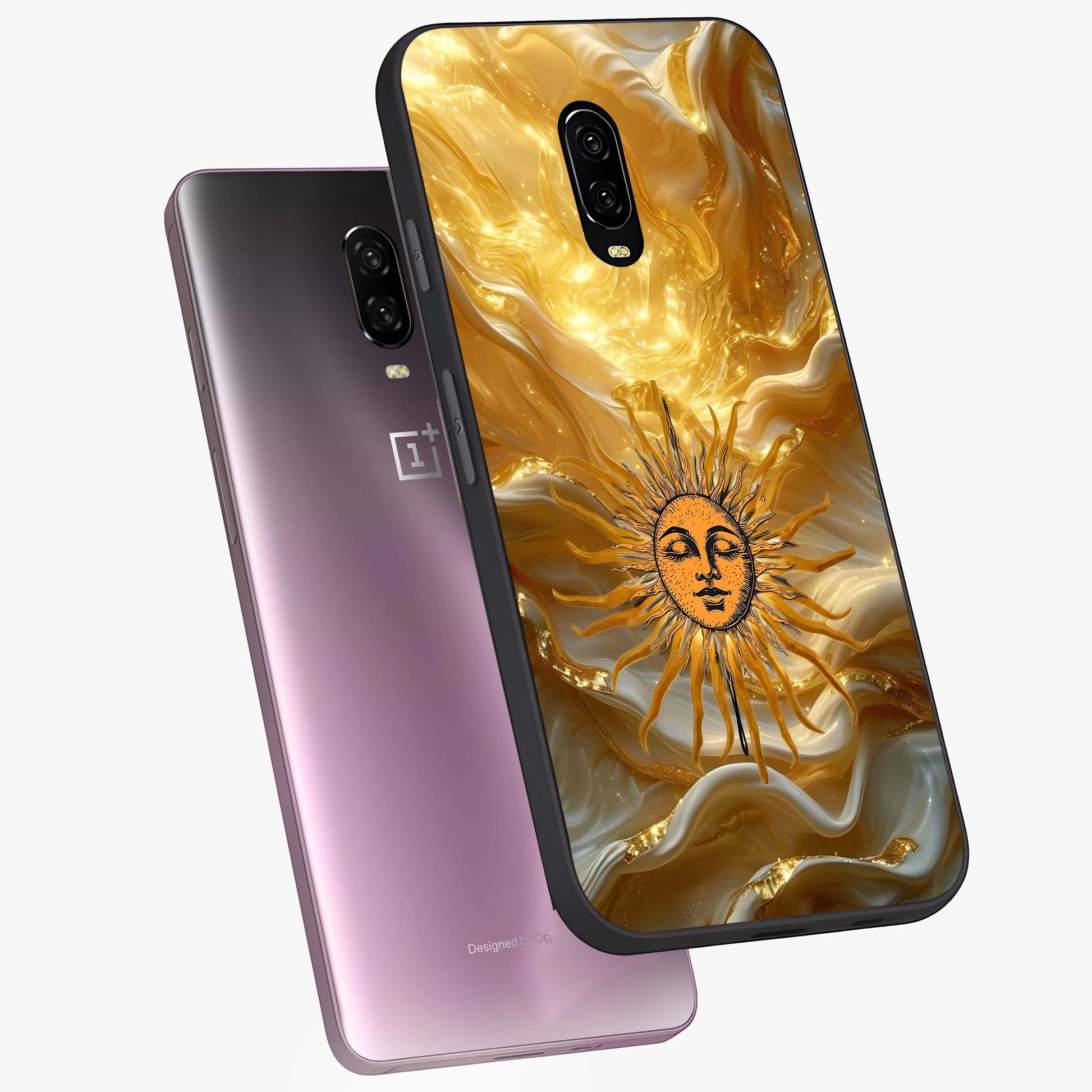 Eternal Golden Glow Glass Case displayed in angled mockup highlighting glowing golden aesthetic design with elegant style.