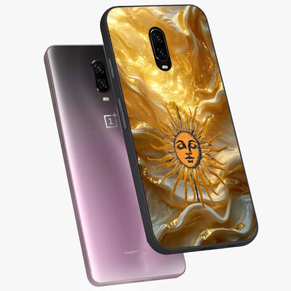 Eternal Golden Glow Glass Case displayed in angled mockup highlighting glowing golden aesthetic design with elegant style.