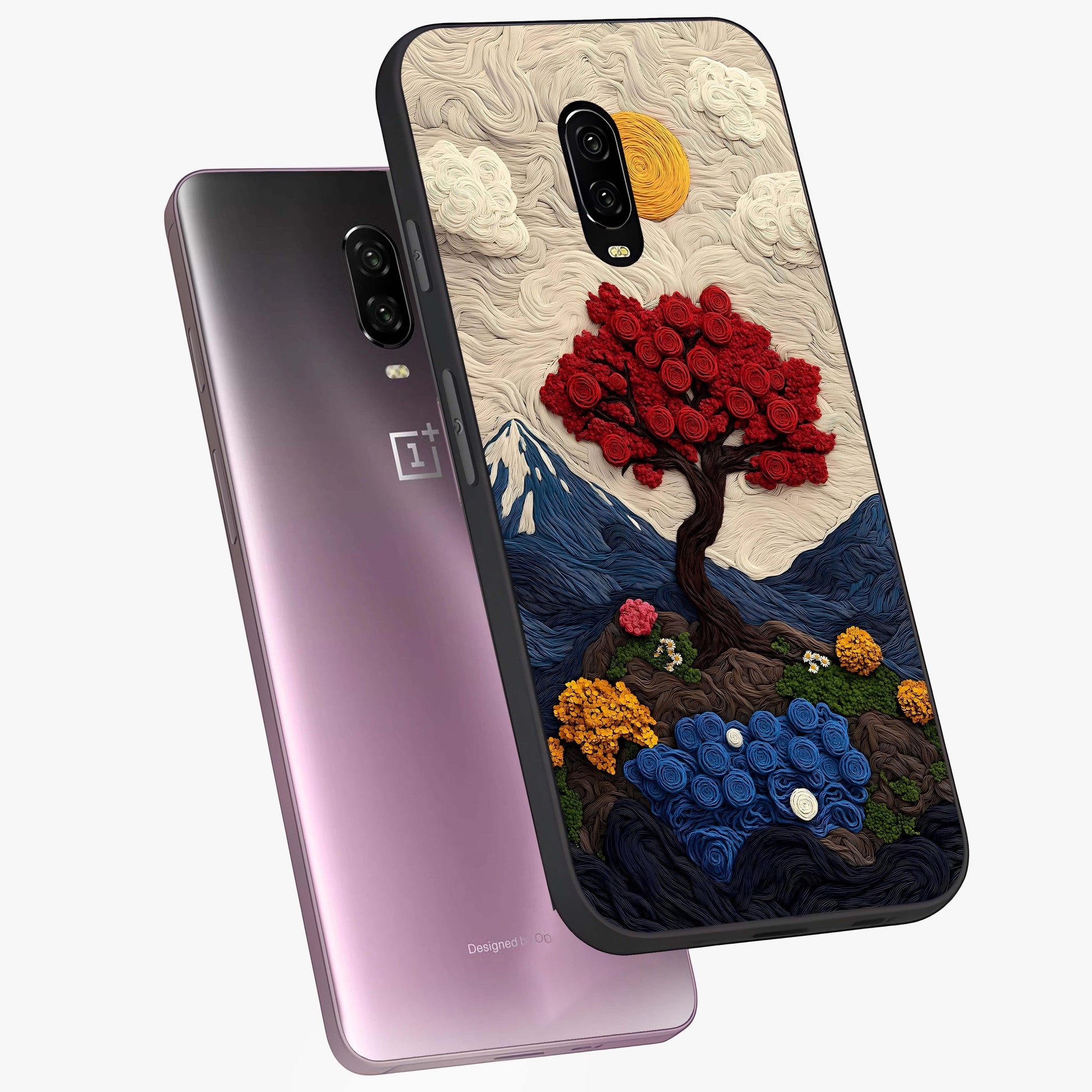 Eternal Nature Tapestry Glass Case displayed in angled mockup highlighting detailed botanical pattern with artistic aesthetic.
