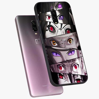 Eyes of Destiny Glass Case displayed in angled mockup highlighting bold eye illustration with mystical aesthetic style.