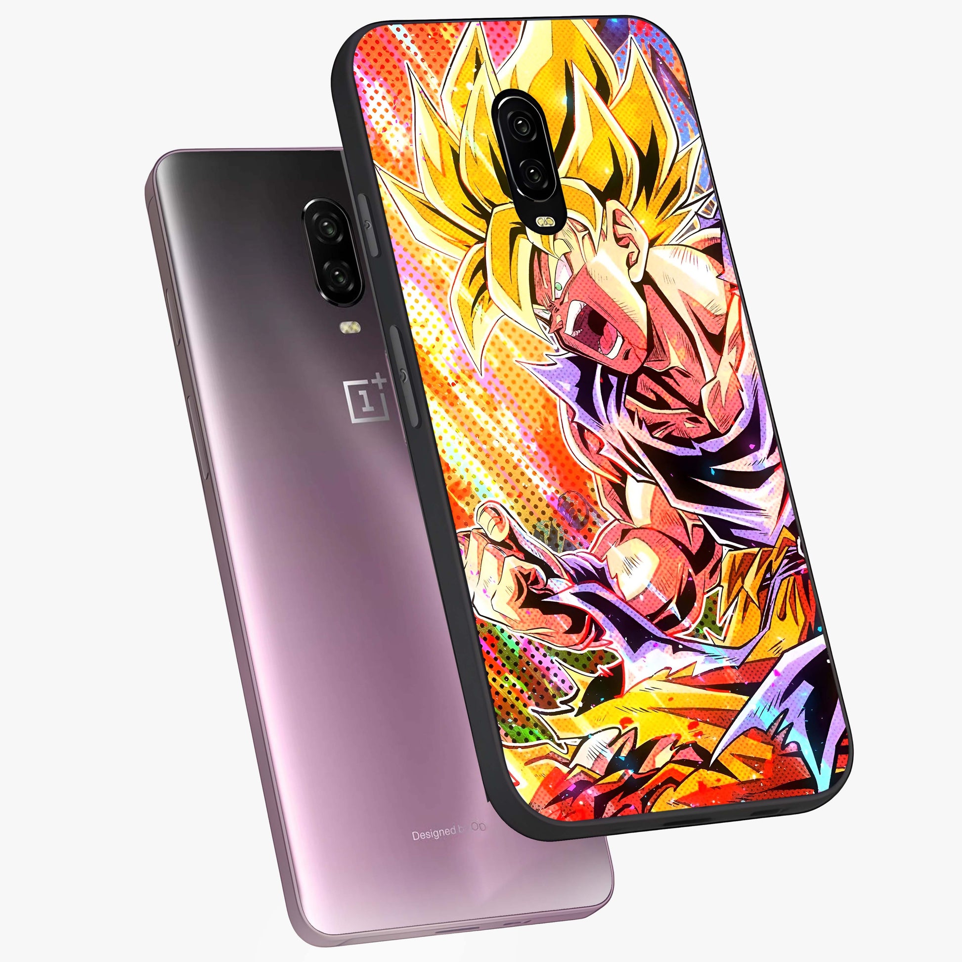 Firing Goku Glass Case displayed in angled mockup highlighting dynamic anime character design with action aesthetic.
