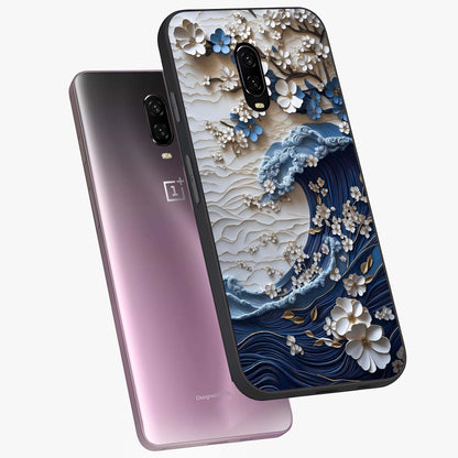 Floral Wave Origami Glass Case displayed in angled mockup highlighting geometric origami flower design with modern aesthetic style.