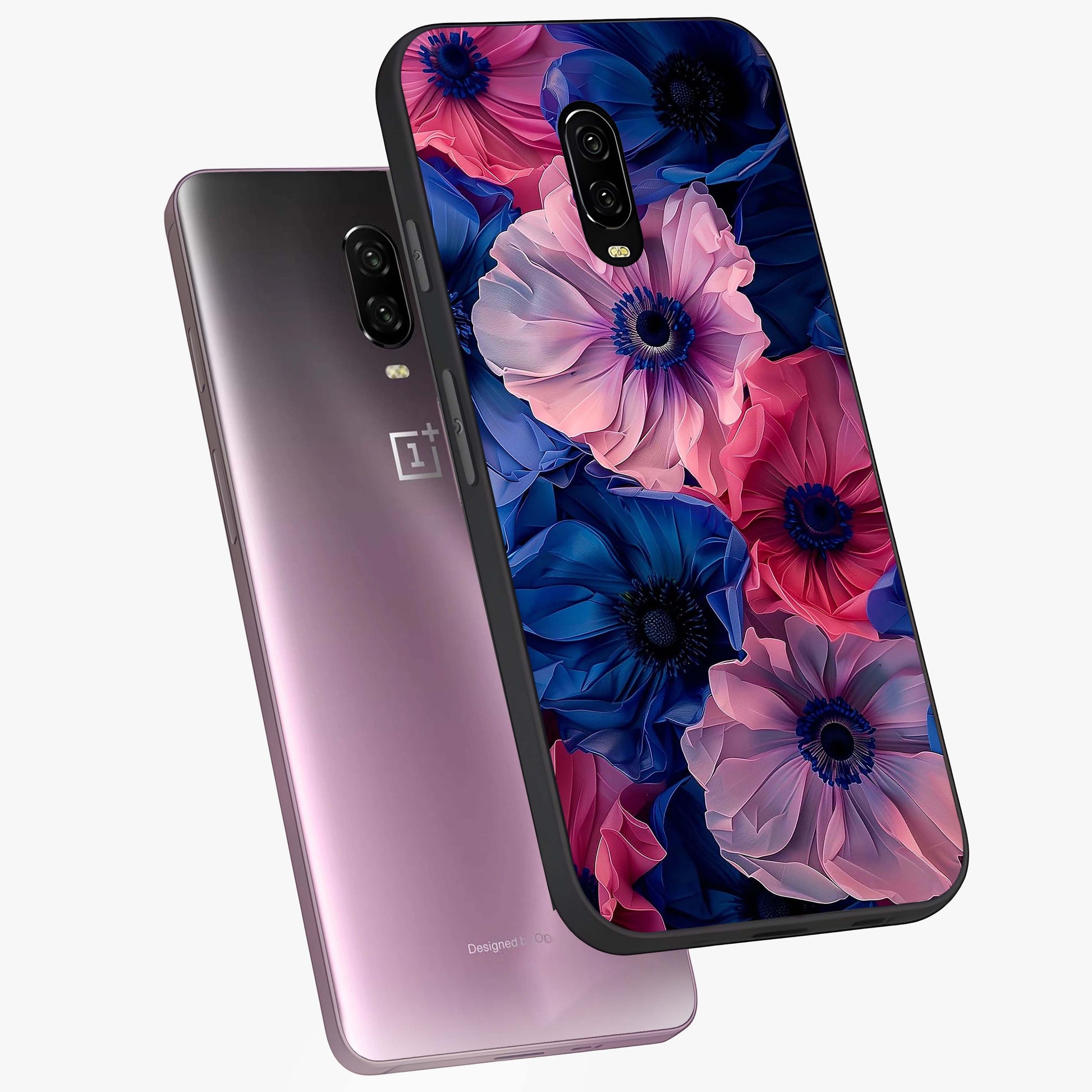Flower Paper Art Pattern Glass Case displayed in angled mockup highlighting layered paper flower design with artistic aesthetic.