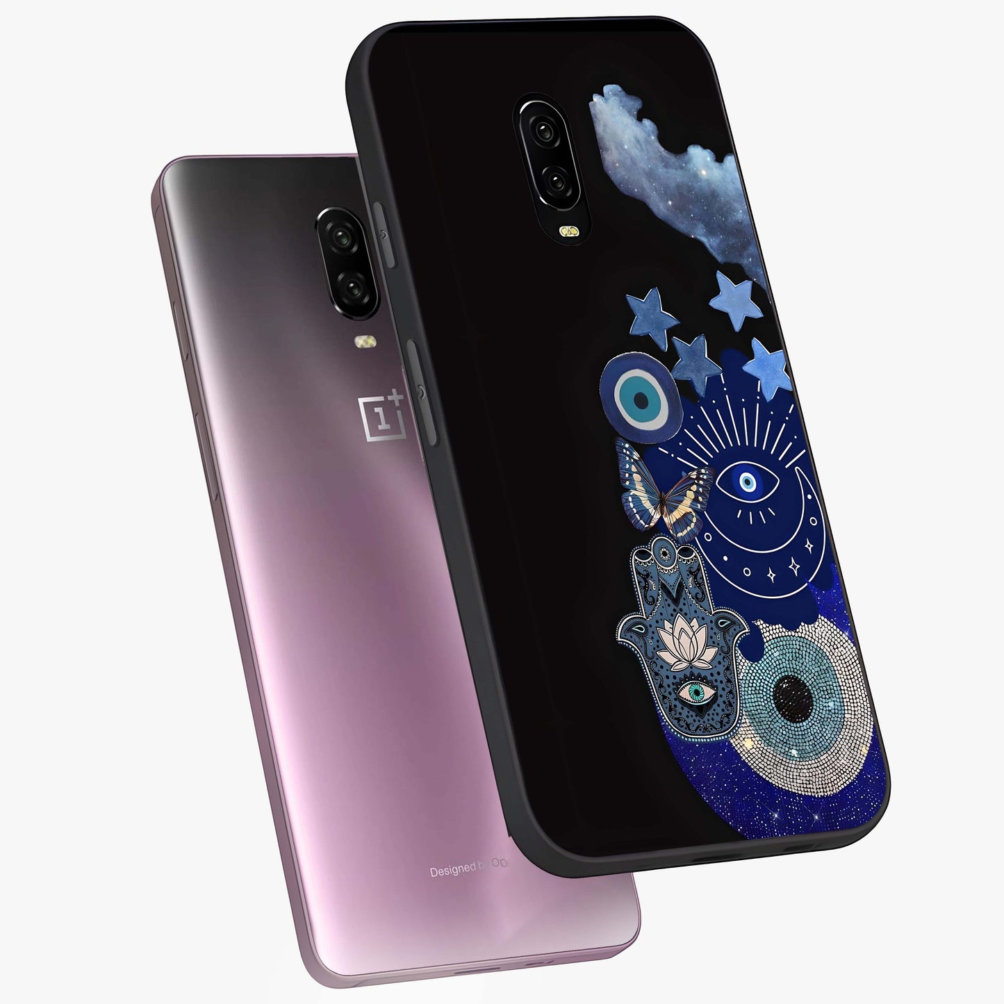 Galactic Charm Cluster Glass Case displayed in angled mockup highlighting luminous galaxy inspired design with dreamy aesthetic.