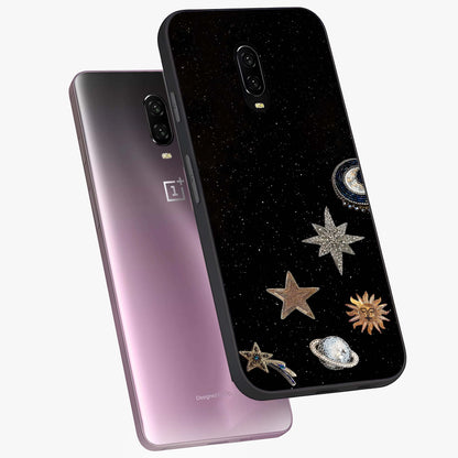 Galactic Charm Glow Glass Case displayed in angled mockup highlighting luminous galaxy inspired design with dreamy aesthetic.