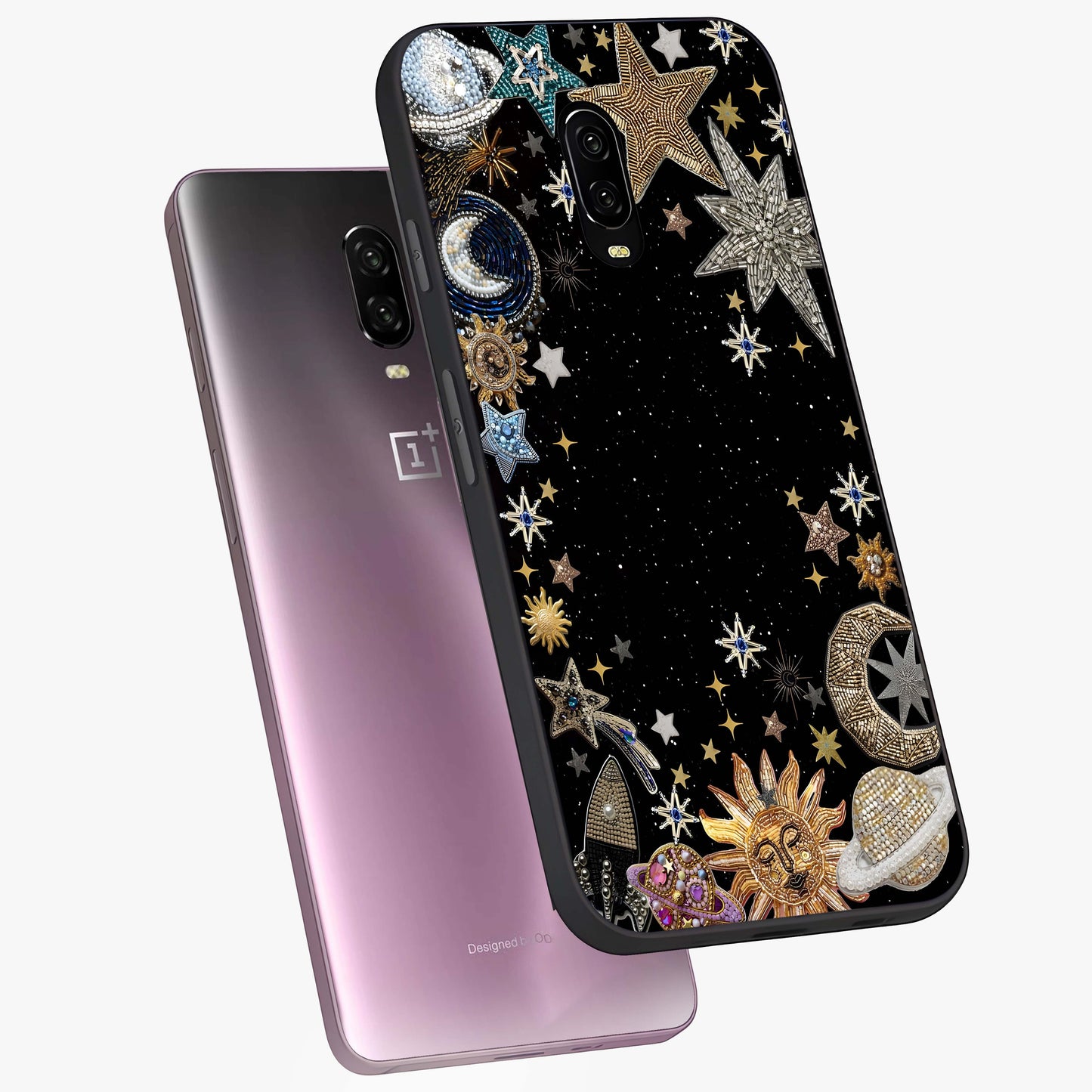Galactic Jewel Stars Glass Case displayed in angled mockup highlighting shining celestial star design with cosmic aesthetic style.