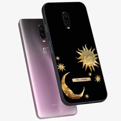 Golden Celestial Charm Glass Case displayed in angled mockup highlighting sparkling cosmic charm design with celestial aesthetic.