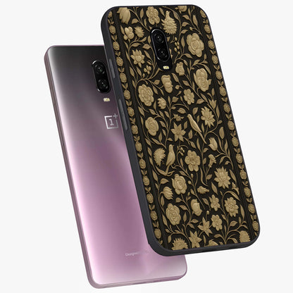 Golden Floral Majesty Glass Case displayed in angled mockup highlighting elegant flower design with royal golden aesthetic.
