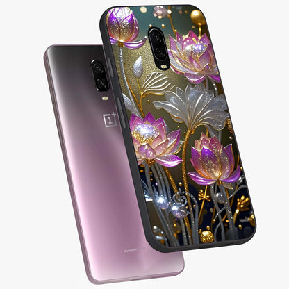 Golden Lotus Glow Glass Case displayed in angled mockup highlighting radiant lotus illustration with spiritual aesthetic.