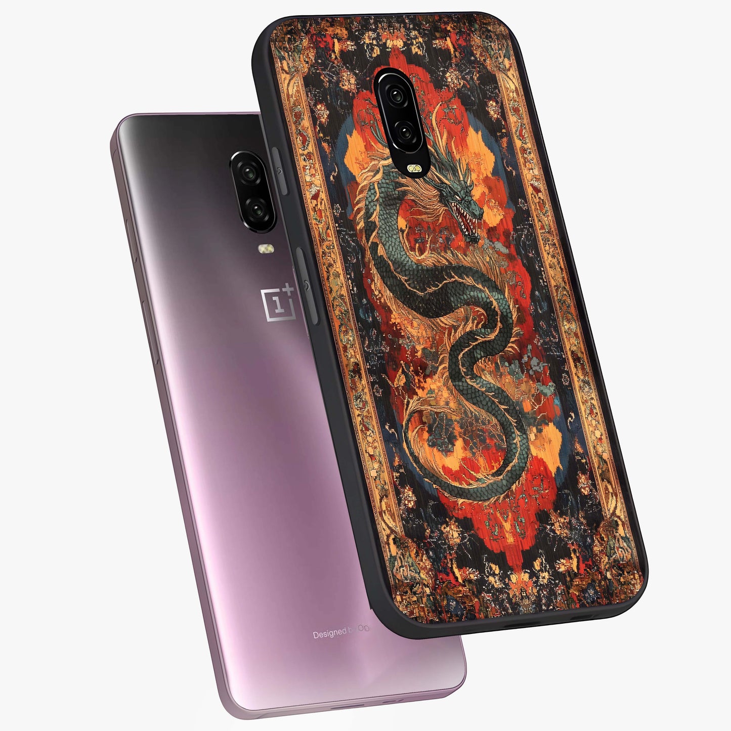 Inferno Dragon Soul Glass Case displayed in angled mockup highlighting powerful dragon illustration with inferno aesthetic.