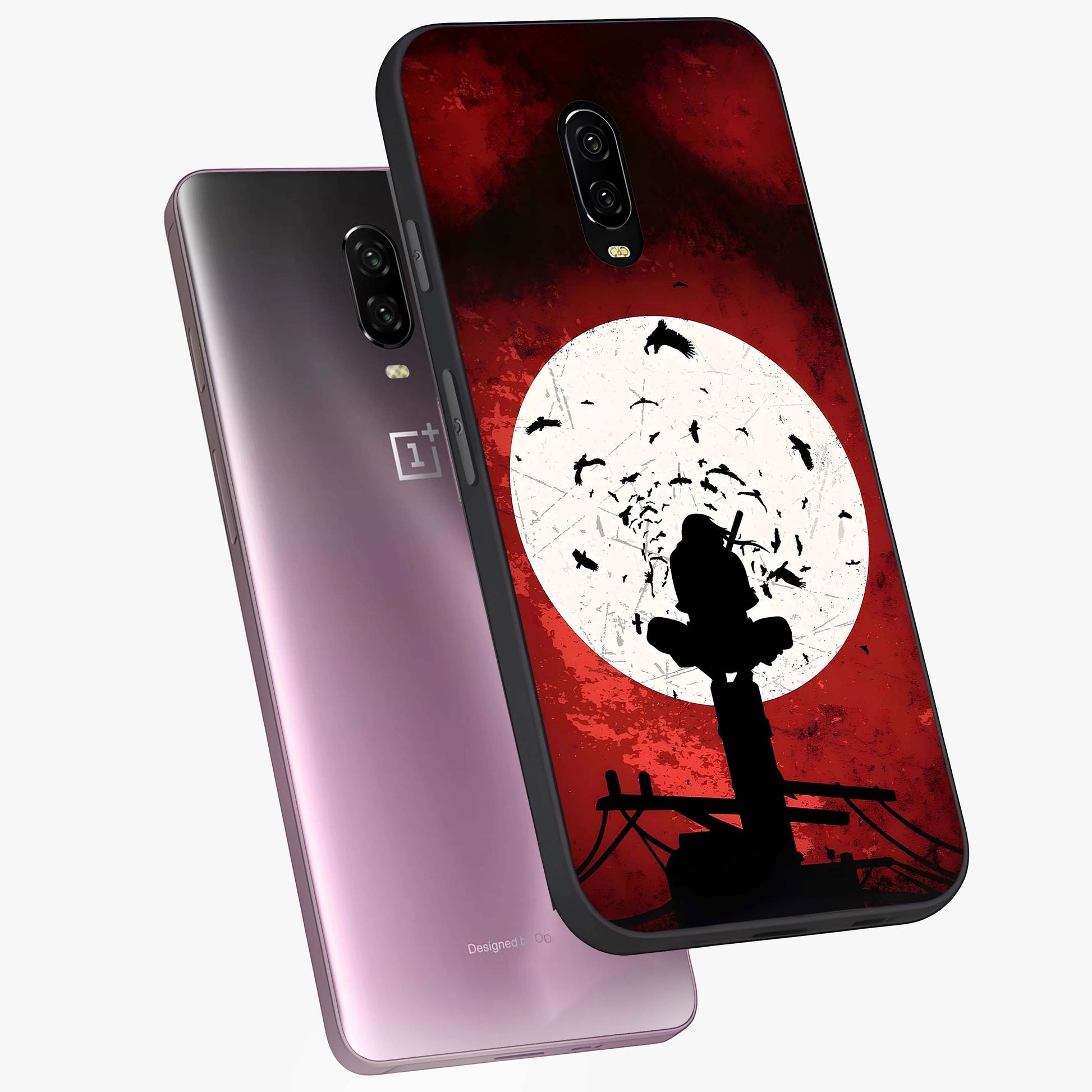 Itachi Limited Edition Naruto Anime Glass Case displayed in angled mockup highlighting dramatic anime illustration with bold action aesthetic.