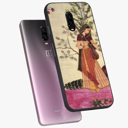 Lady With Veena Art Glass Case displayed in angled mockup highlighting graceful musical illustration with cultural artistic aesthetic.