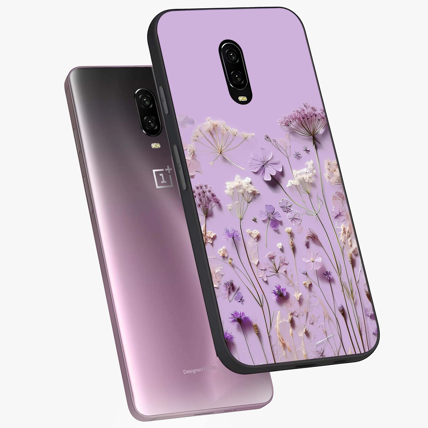 Lavender Blossom Dream Glass Case displayed in angled mockup highlighting dreamy lavender flower design with calming aesthetic style.