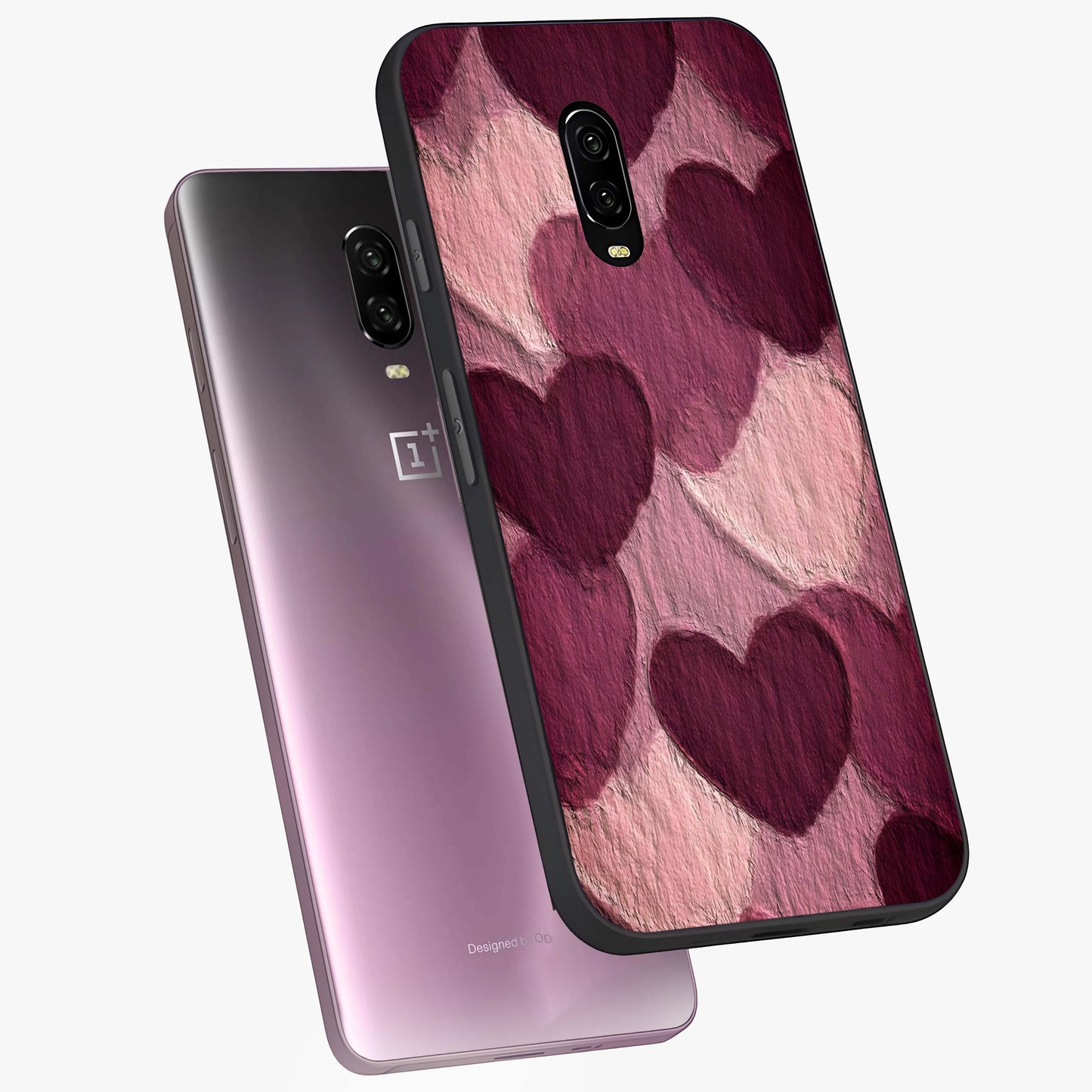 Layered Paper Hearts Glass Case displayed in angled mockup highlighting creative paper craft heart design with romantic aesthetic.