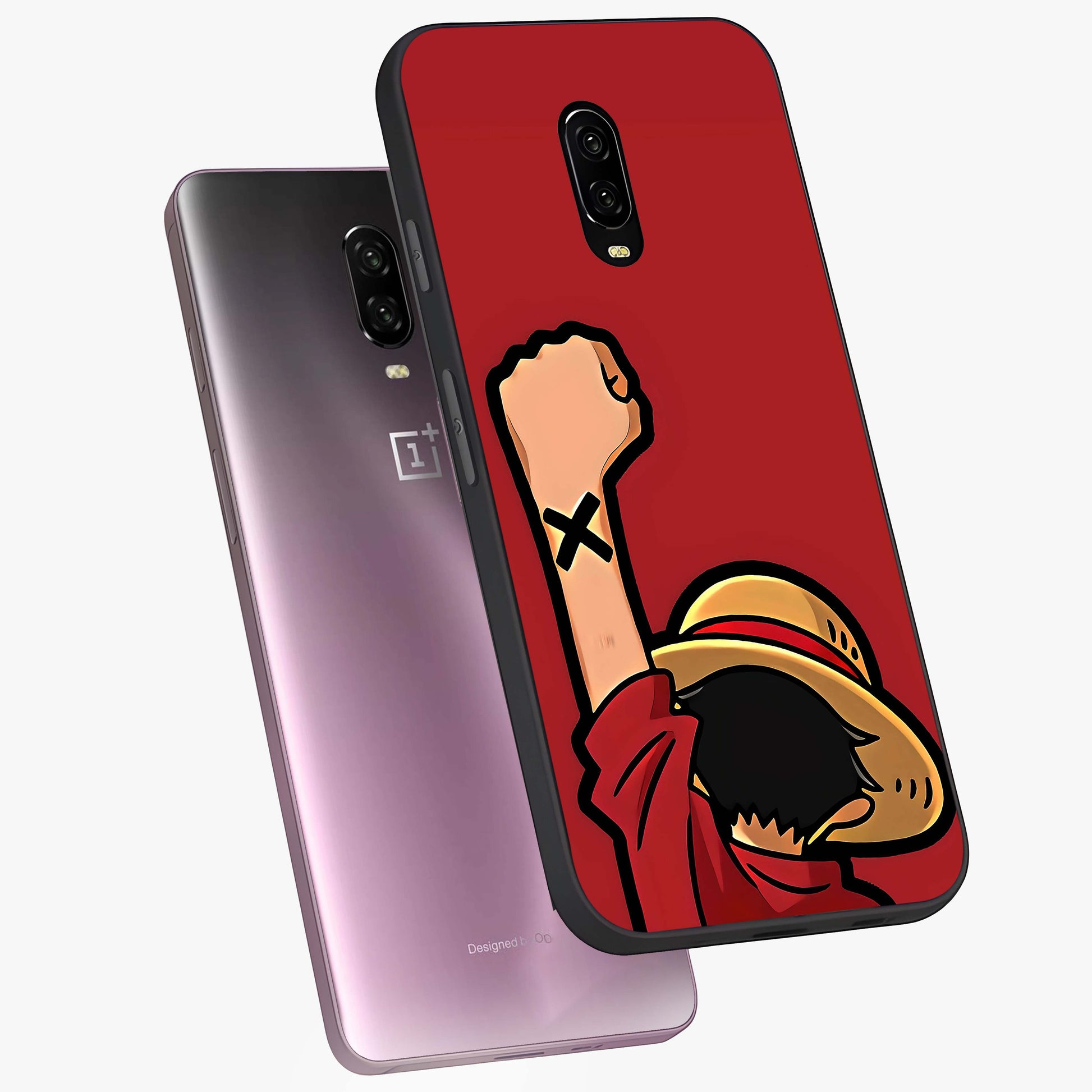 Luffy X Spirit Glass Case displayed in angled mockup highlighting powerful anime design with energetic action aesthetic.