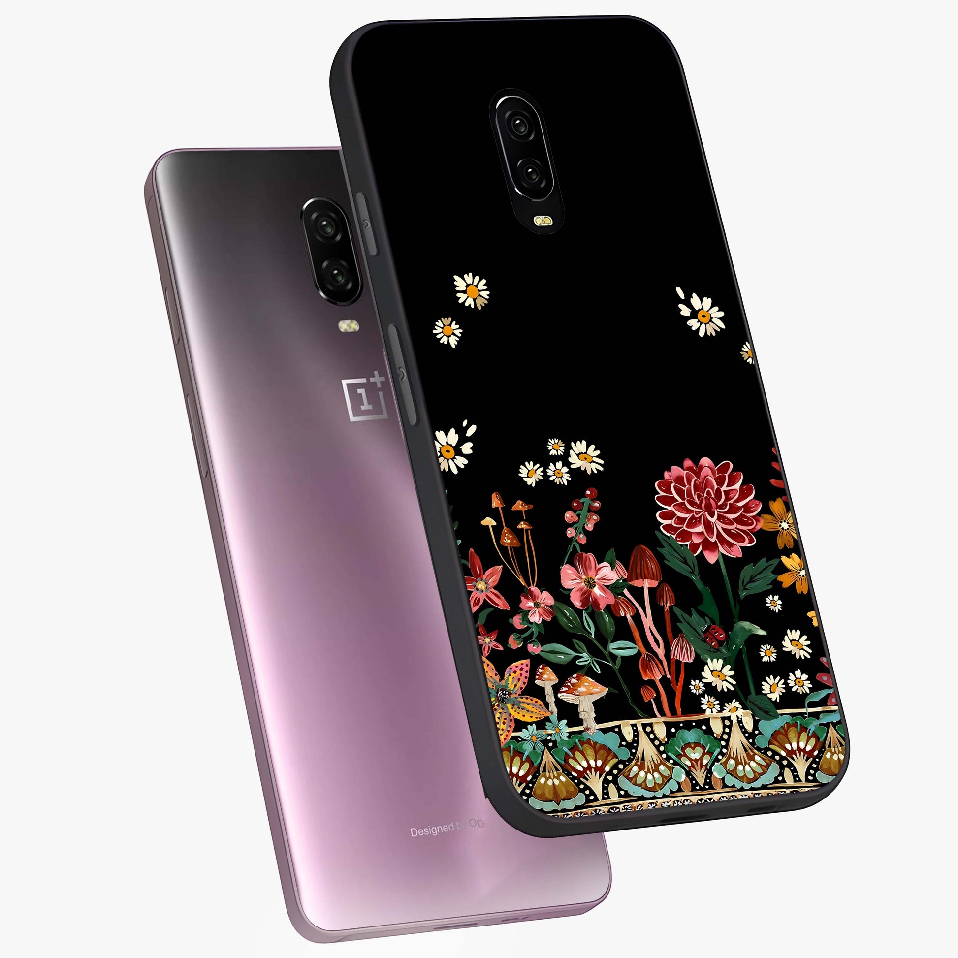 Midnight Bloom Pattern Glass Case displayed in angled mockup highlighting elegant flower design with midnight aesthetic style.