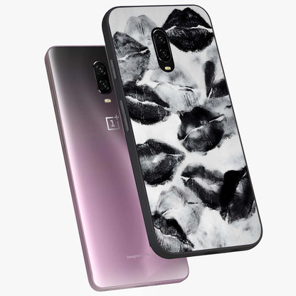 Midnight Kiss Marks Glass Case displayed in angled mockup highlighting playful romantic design with bold midnight aesthetic.