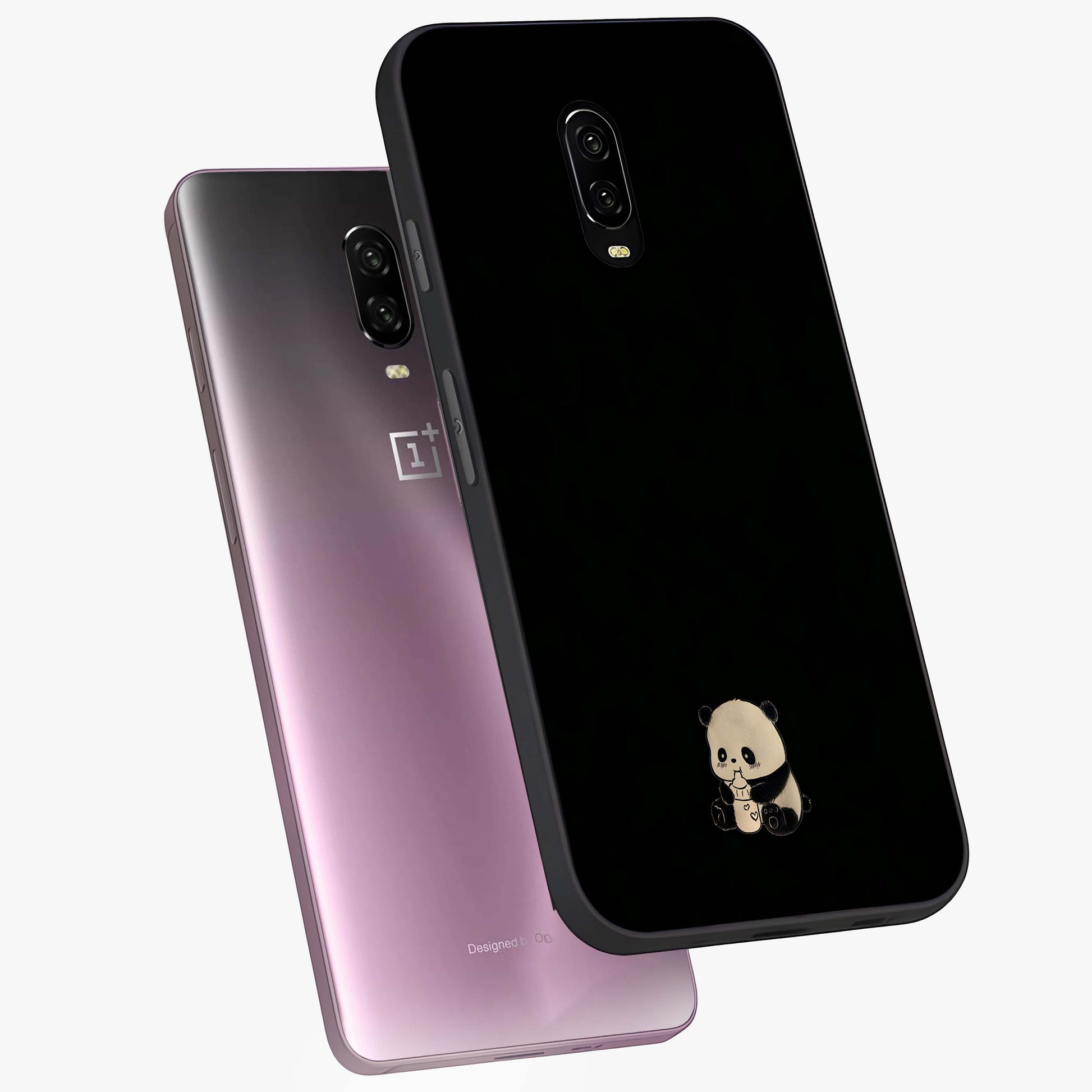 Midnight Panda Love Glass Case displayed in angled mockup highlighting adorable panda illustration with midnight aesthetic.