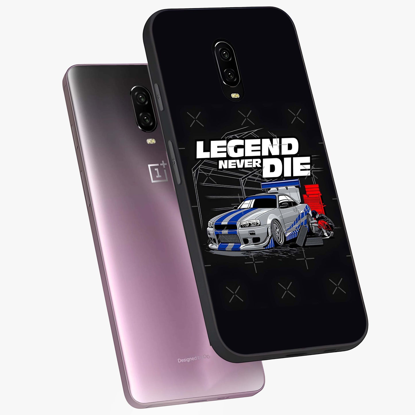 Midnight Racing Legacy Glass Case displayed in angled mockup highlighting dynamic automotive design with bold midnight aesthetic.