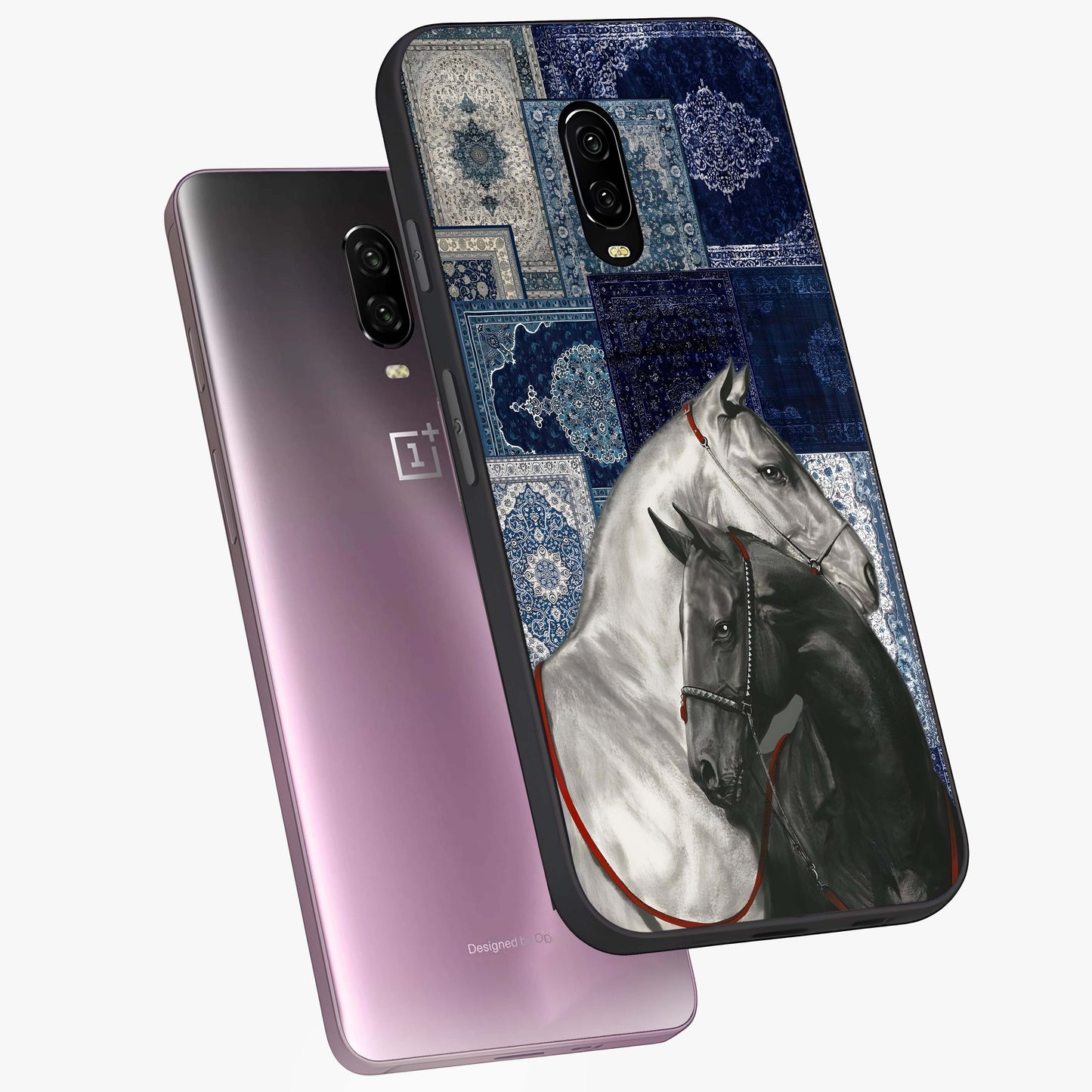 Midnight Stallion Blues Glass Case displayed in angled mockup highlighting powerful stallion illustration with deep midnight tones.
