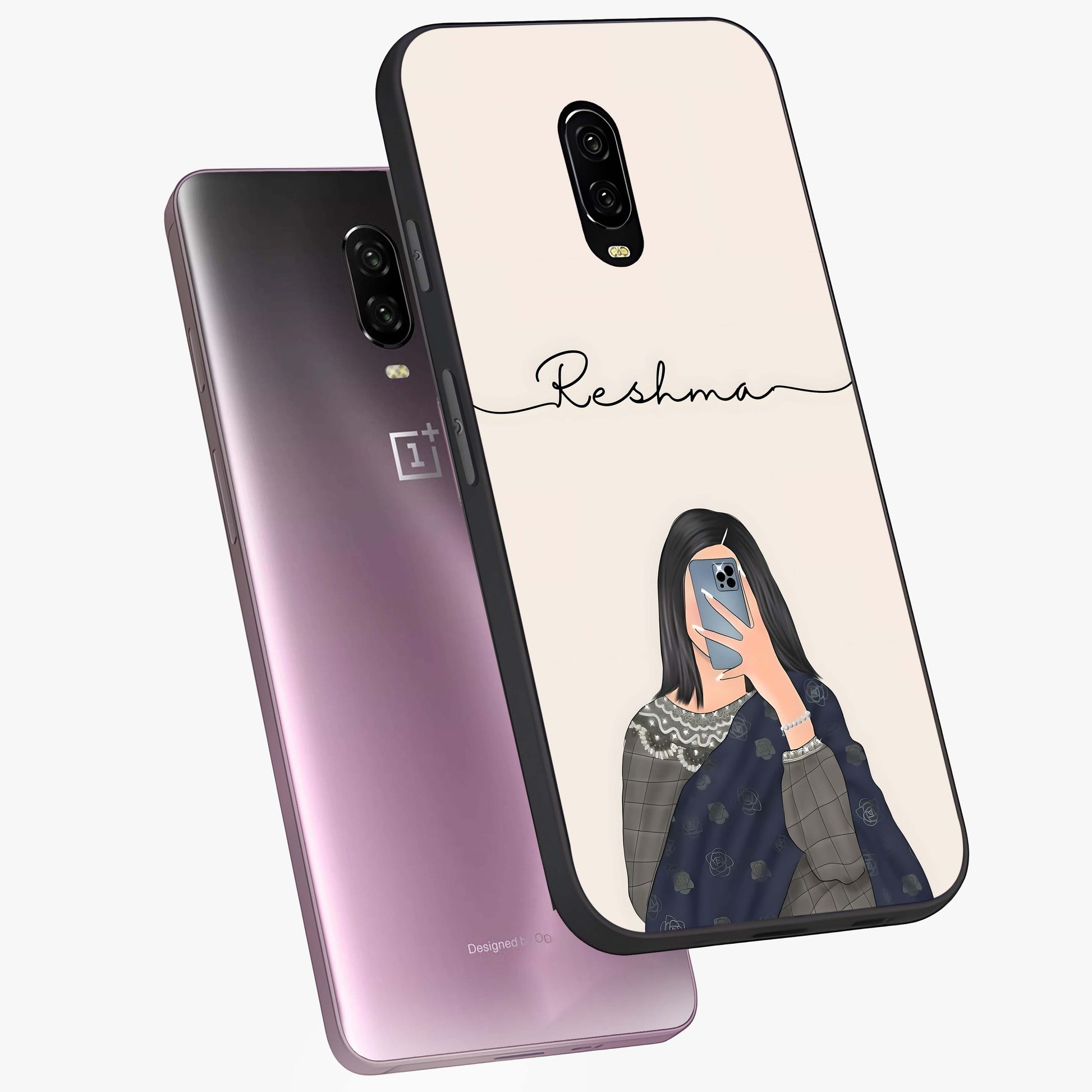 Mirror Mood Muse With Custom Name Glass Case displayed in angled mockup highlighting aesthetic mirror inspired design with custom name feature.
