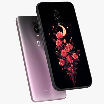 Moonlit Floral Elegance Glass Case displayed in angled mockup highlighting graceful flower design with soft moonlight aesthetic.