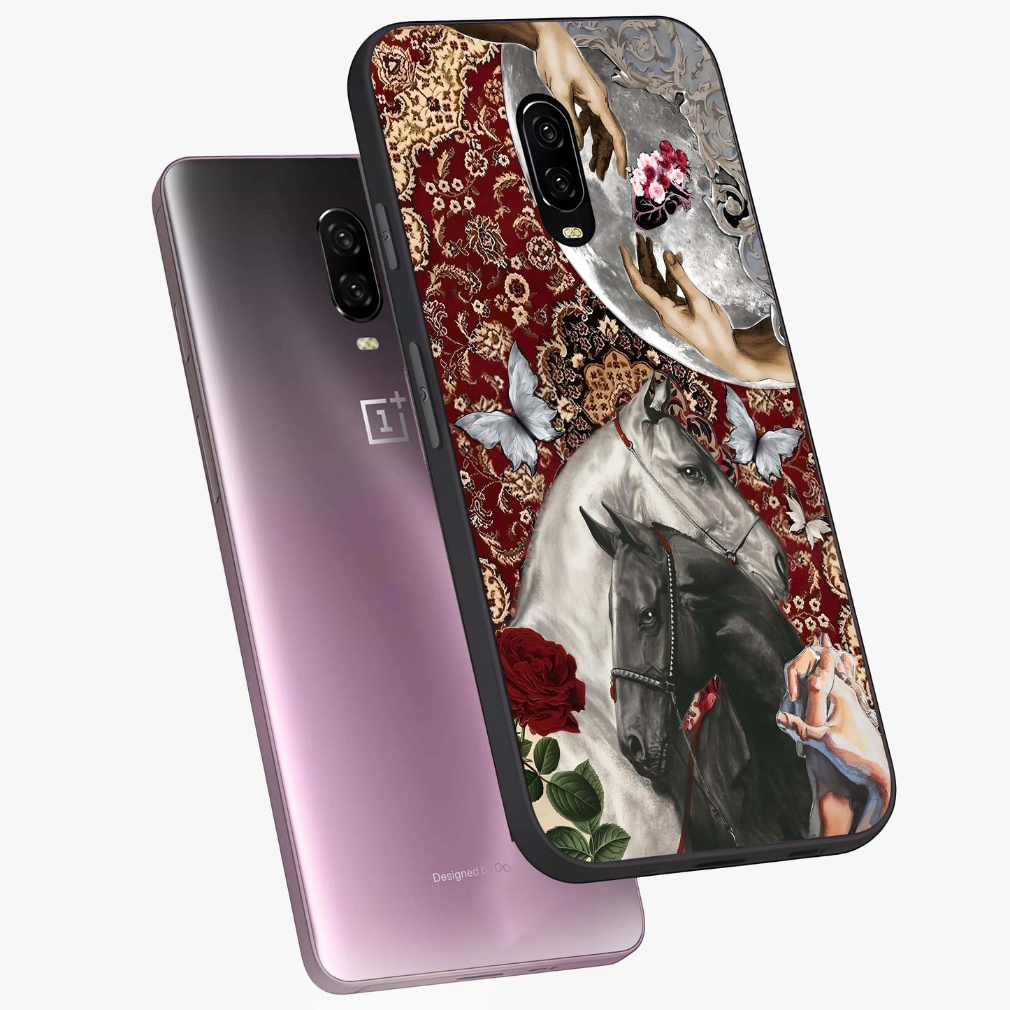 Moonlit Royal Stallion Glass Case displayed in angled mockup highlighting powerful stallion illustration with royal night aesthetic.