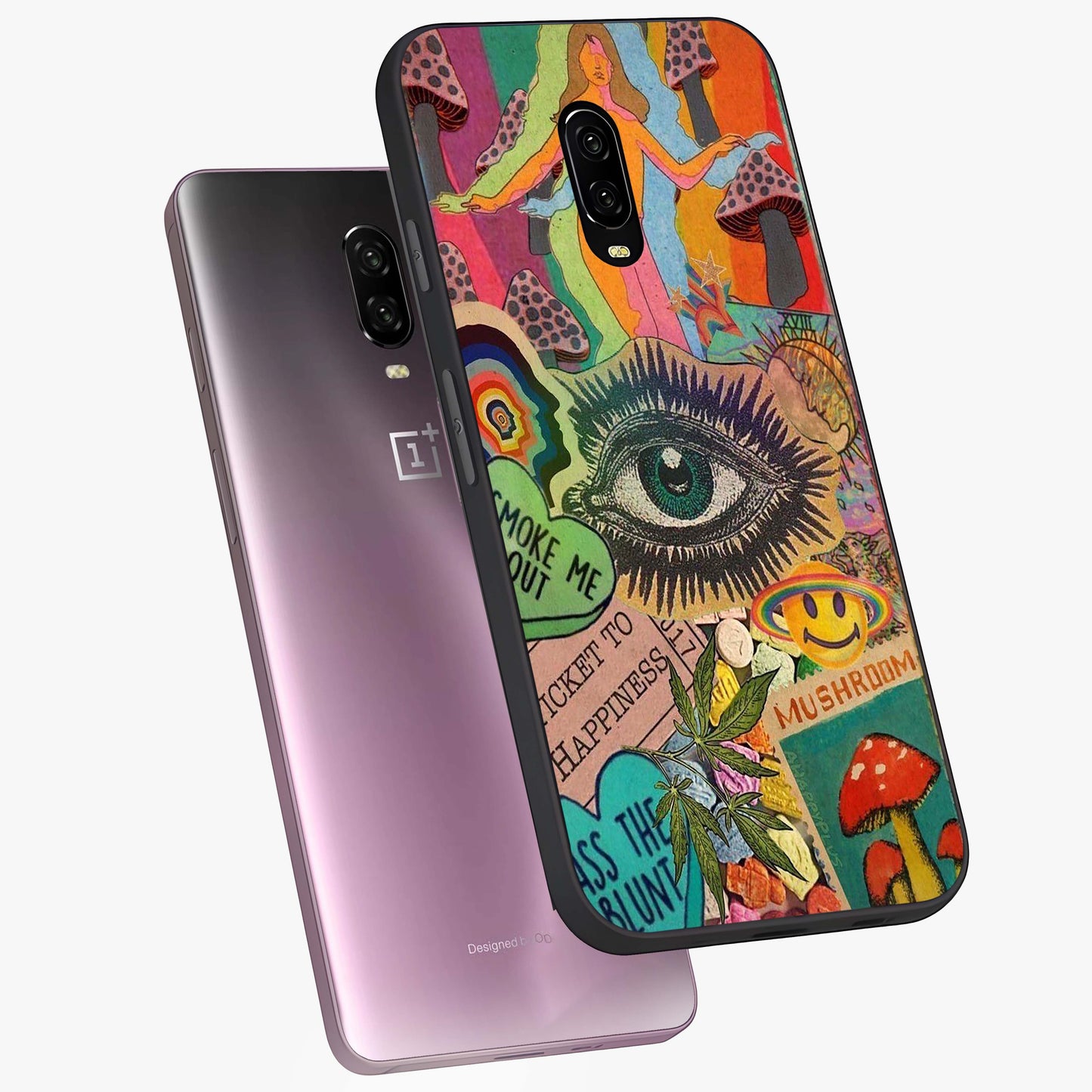 Mystic Eye Wonderland Glass Case displayed in angled mockup highlighting magical eye illustration with dreamy aesthetic.