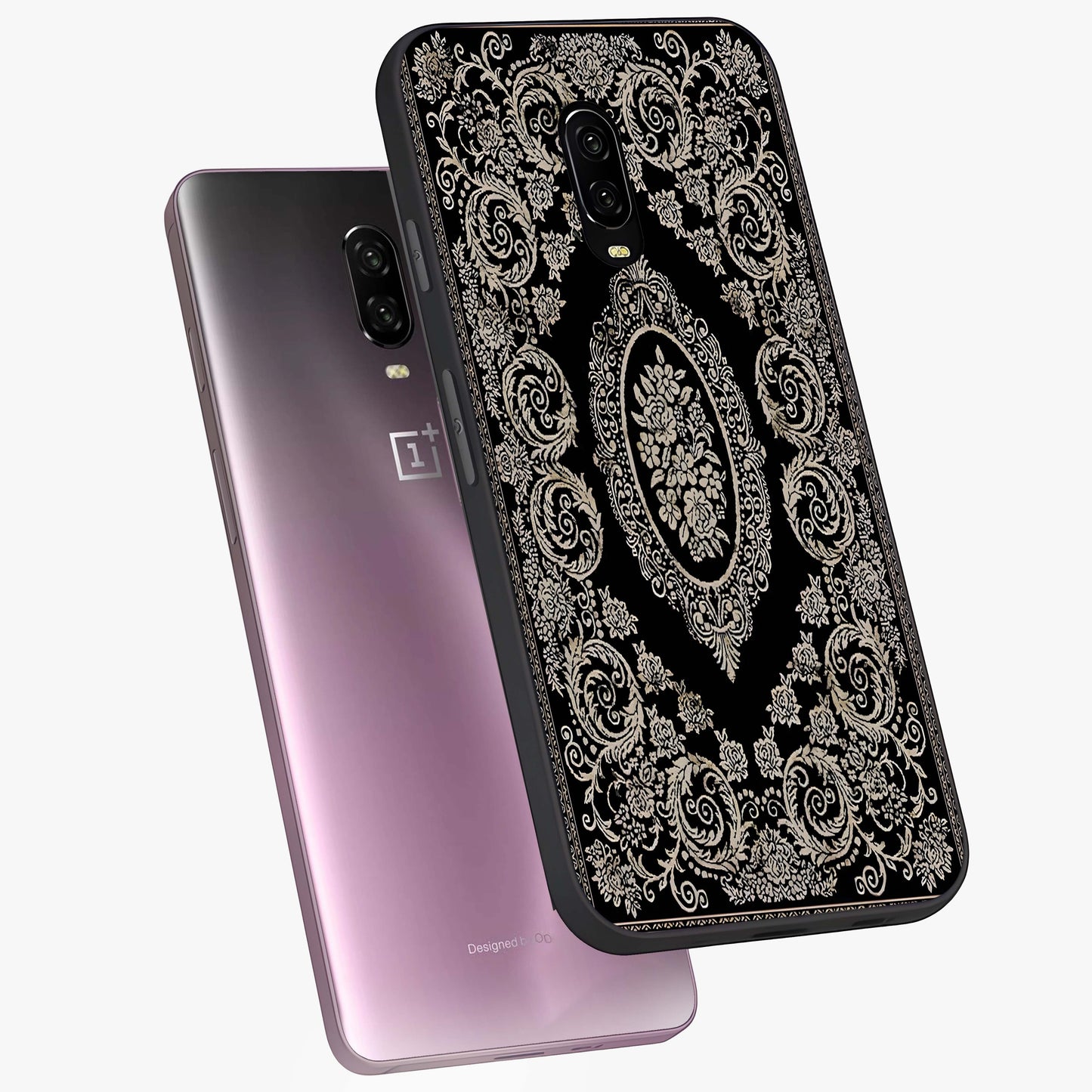 Noir Bloom Elegance Glass Case displayed in angled mockup highlighting refined flower design with stylish noir aesthetic.