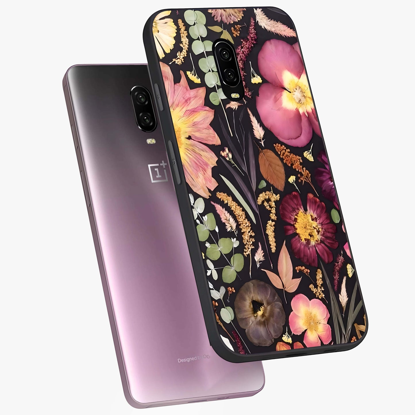 Petal Dream Tapestry Glass Case displayed in angled mockup highlighting decorative petal pattern with elegant botanical aesthetic.