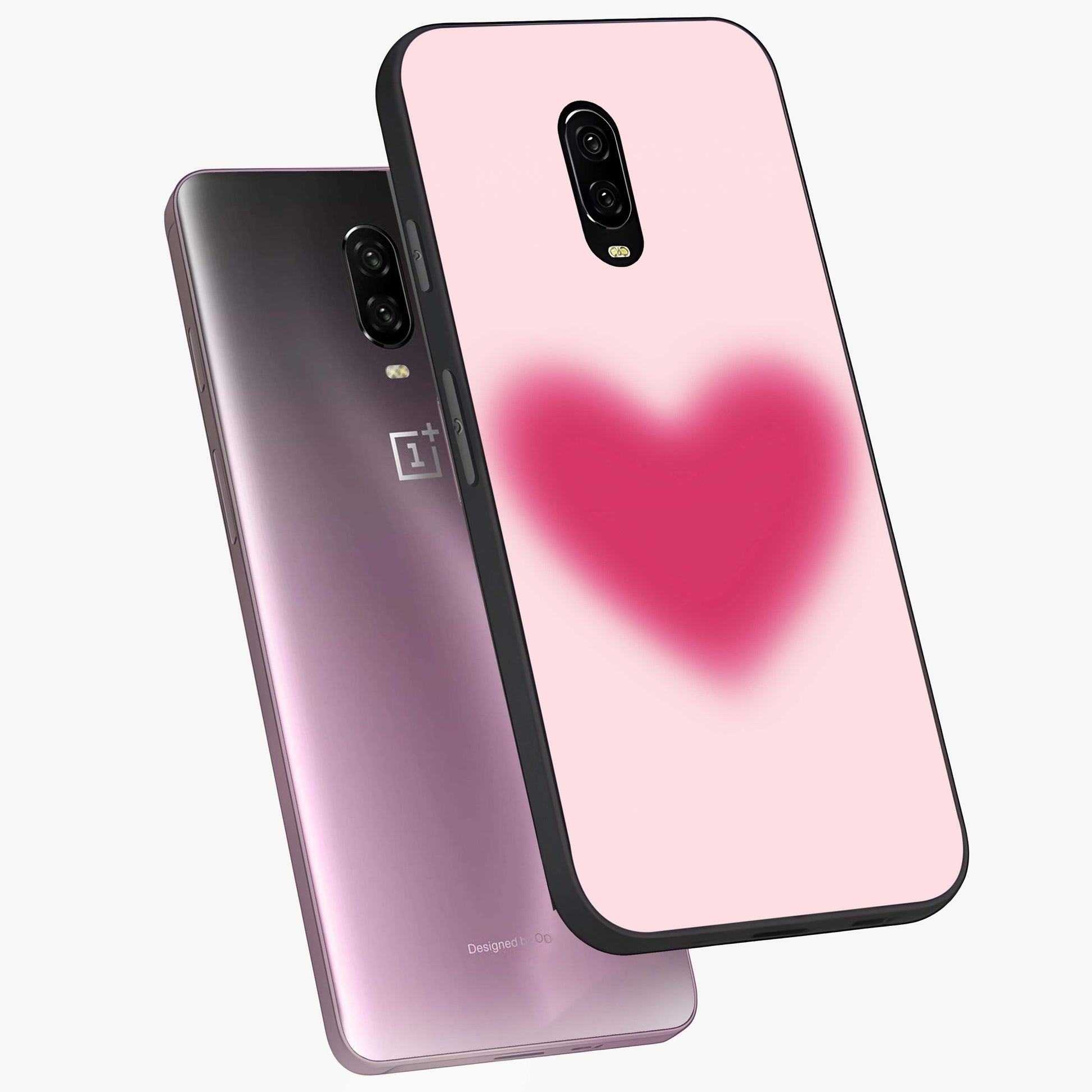 Pink Aura Heart Glass Case displayed in angled mockup highlighting vibrant pink heart design with dreamy aura aesthetic.