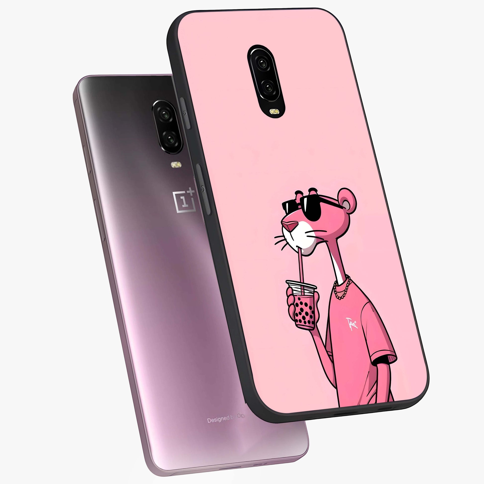 Pink Panther Glass Case displayed in angled mockup highlighting playful cartoon character design with vibrant pink aesthetic.