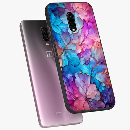 Radiant Floral Whirl Glass Case displayed in angled mockup highlighting vibrant flower pattern with dynamic artistic aesthetic.