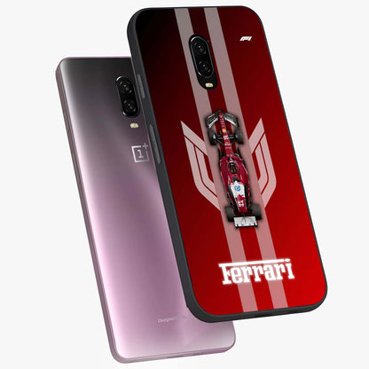 Red Ferrari F1 Vertical Glass Case displayed in angled mockup highlighting high speed racing design with bold automotive aesthetic.