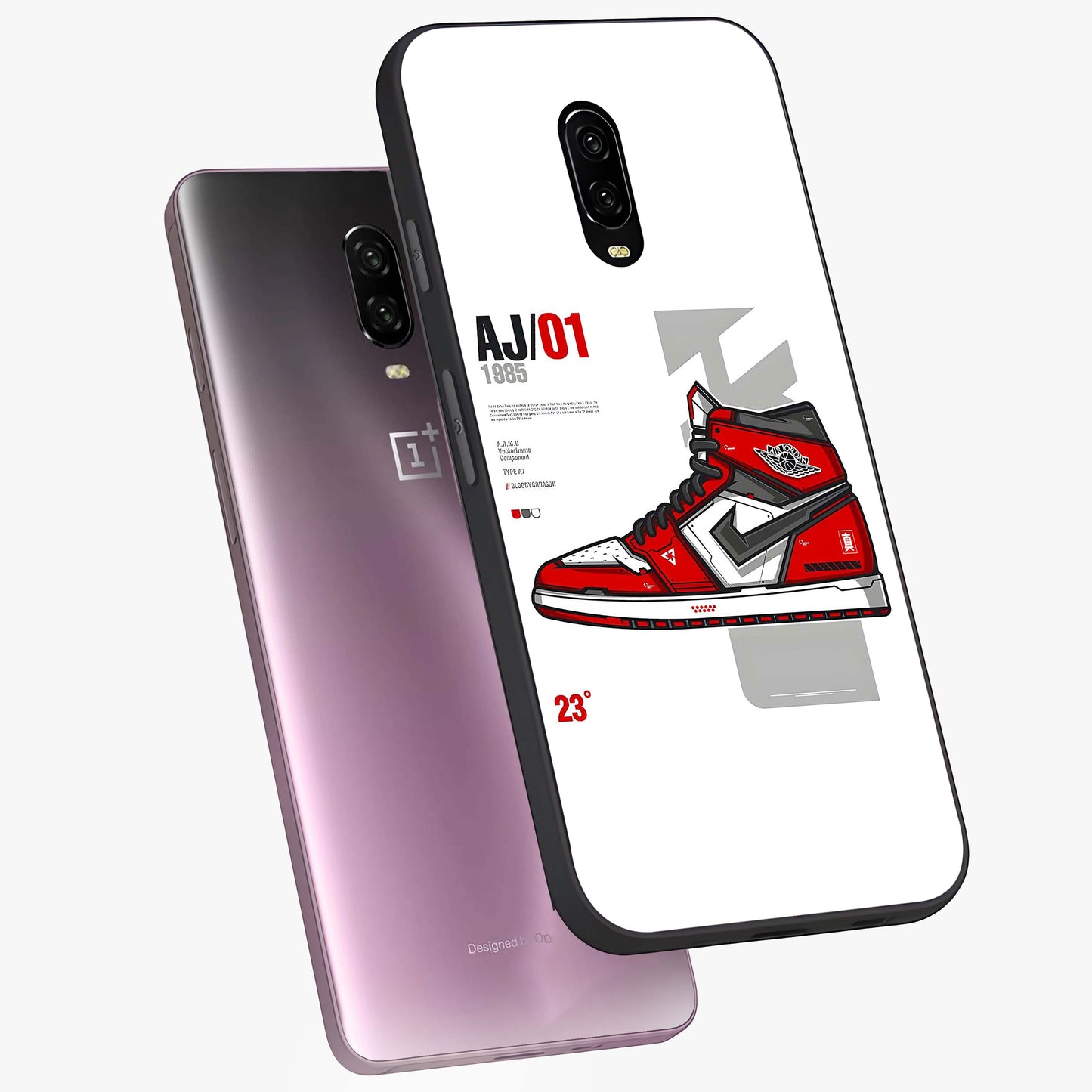 Retro Sneaker Blueprint Glass Case displayed in angled mockup highlighting detailed shoe design with sporty retro aesthetic.