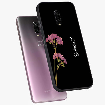 Riching Lavender Flower Custom Name Glass Case displayed in angled mockup highlighting delicate lavender flower design with custom name feature.