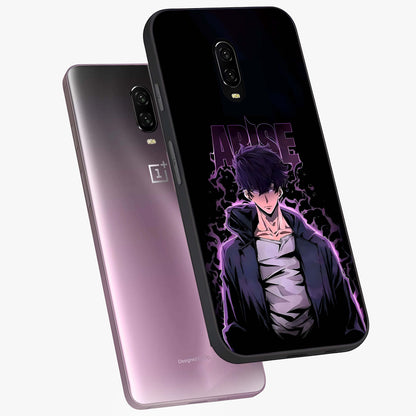 Shadow Monarch Awakening Glass Case displayed in angled mockup highlighting dramatic shadow warrior design with fantasy aesthetic.