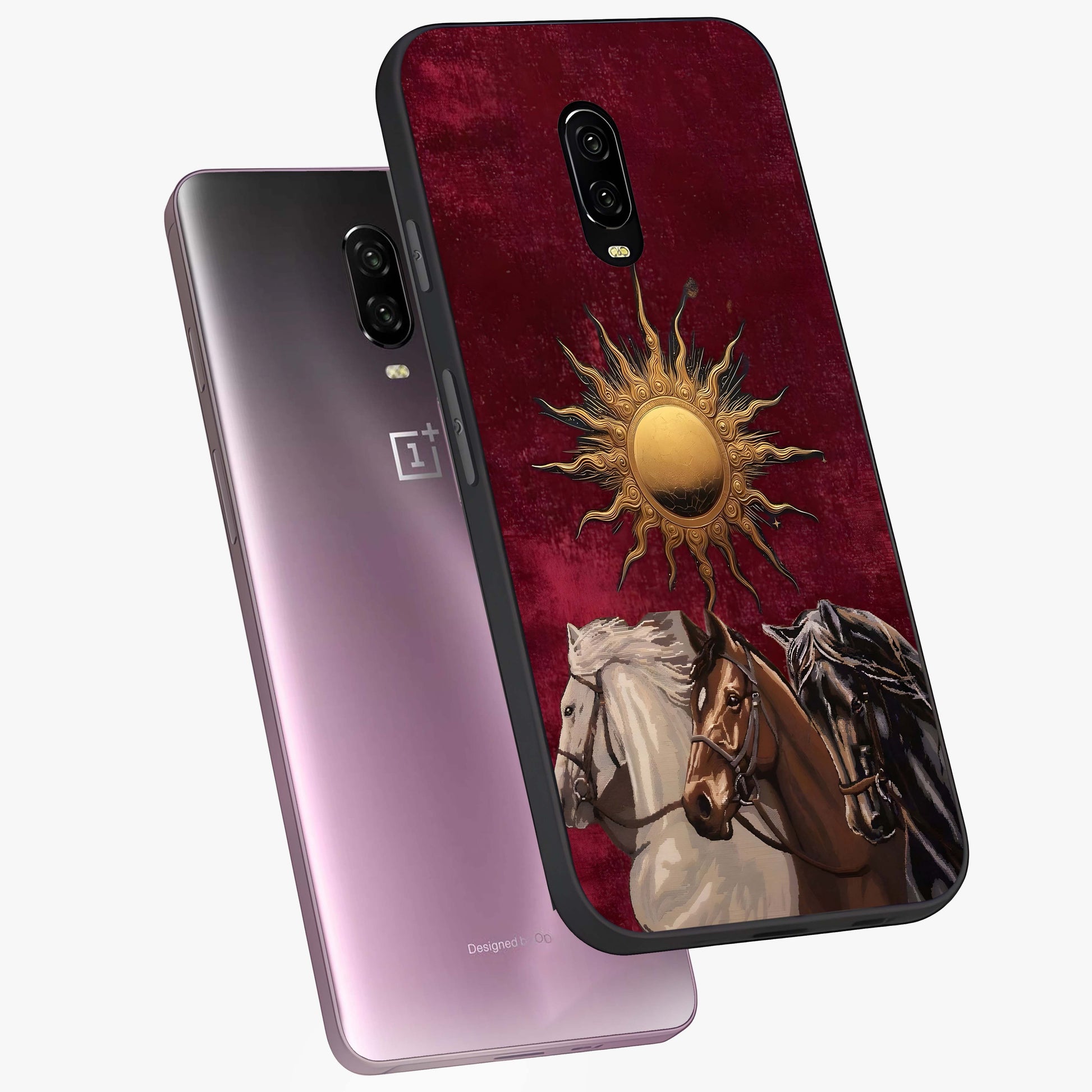 Solar Riders Glass Case displayed in angled mockup highlighting powerful rider illustration with radiant solar aesthetic.