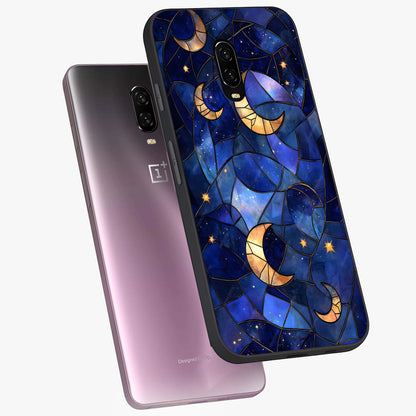 Starlit Sky Tapestry Glass Case displayed in angled mockup highlighting celestial night pattern with artistic aesthetic style.