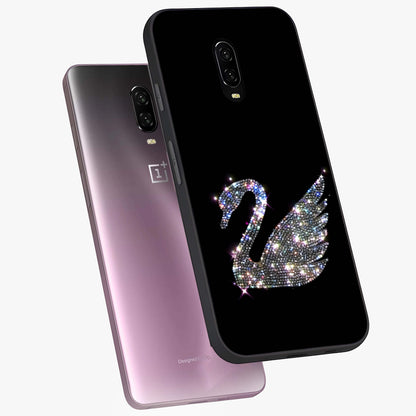 Starlit Swan Grace Glass Case displayed in angled mockup highlighting elegant swan illustration with dreamy celestial aesthetic.