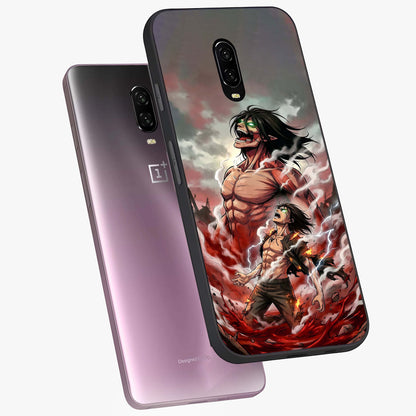 Titan Awakening Fury Glass Case displayed in angled mockup highlighting dramatic giant warrior design with bold anime aesthetic.