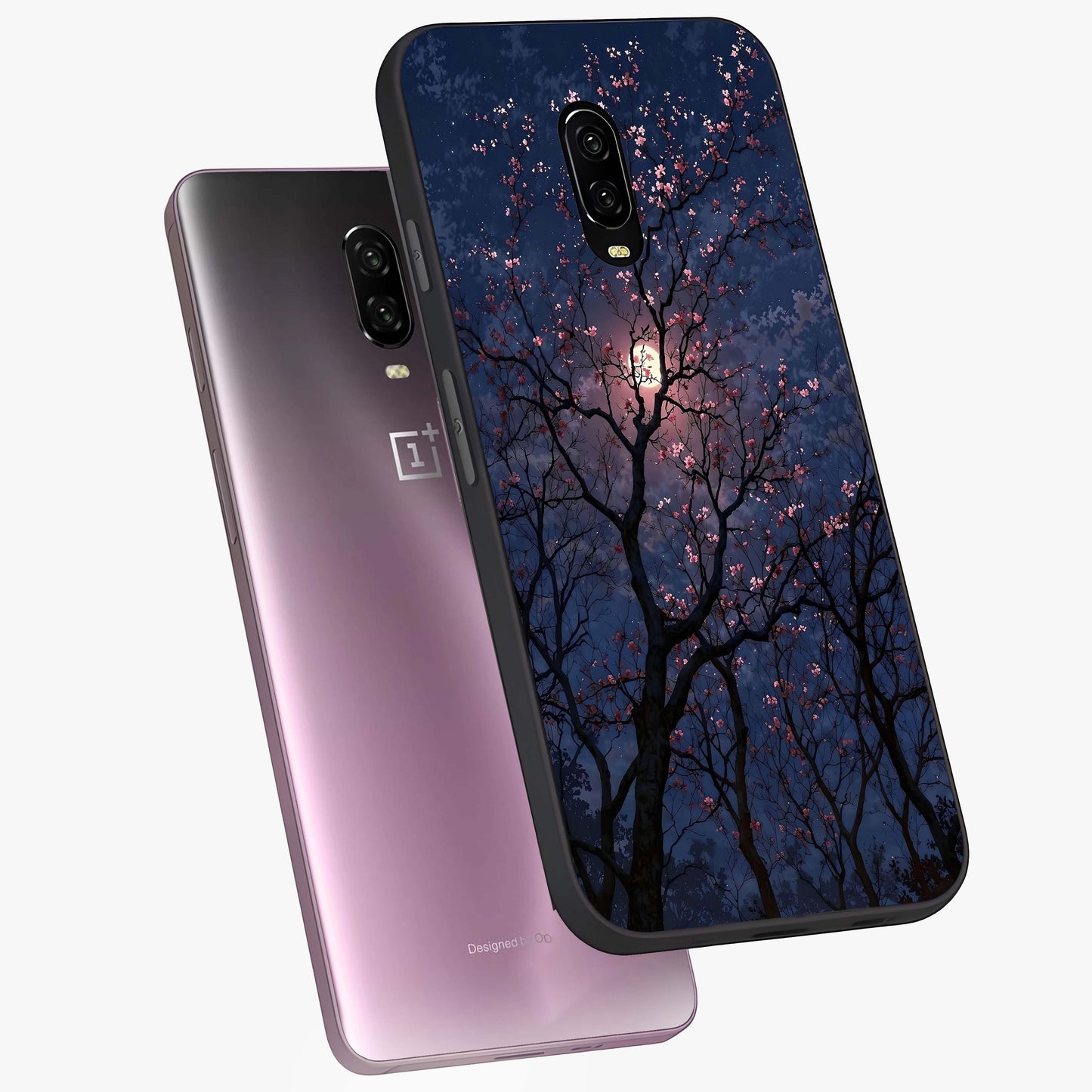 Twilight Sakura Serenade Glass Case displayed in angled mockup highlighting delicate sakura flower design with dreamy aesthetic.