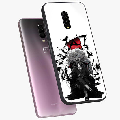 Uchiha Shadow Throne Glass Case displayed in angled mockup highlighting glowing aquatic design with celestial aesthetic.