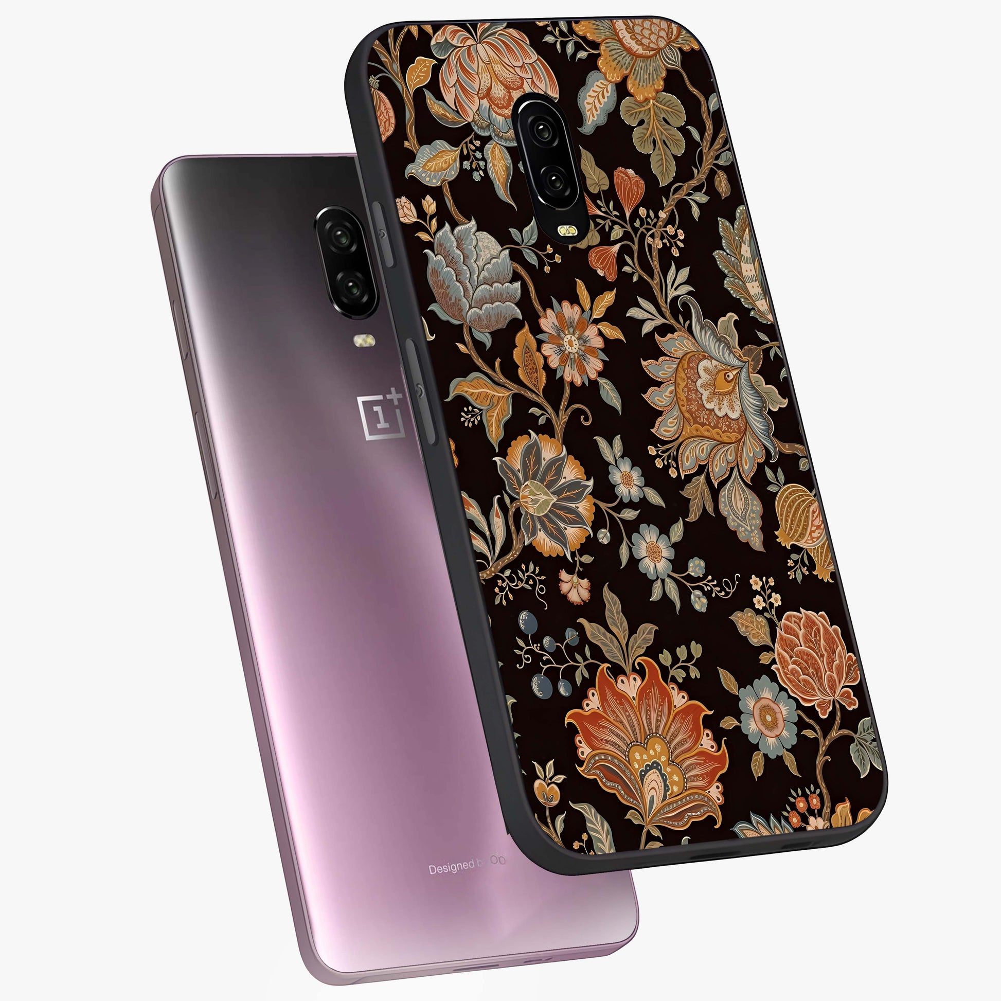 Vintage Floral Dream Glass Case displayed in angled mockup highlighting elegant vintage flower design with soft aesthetic style.
