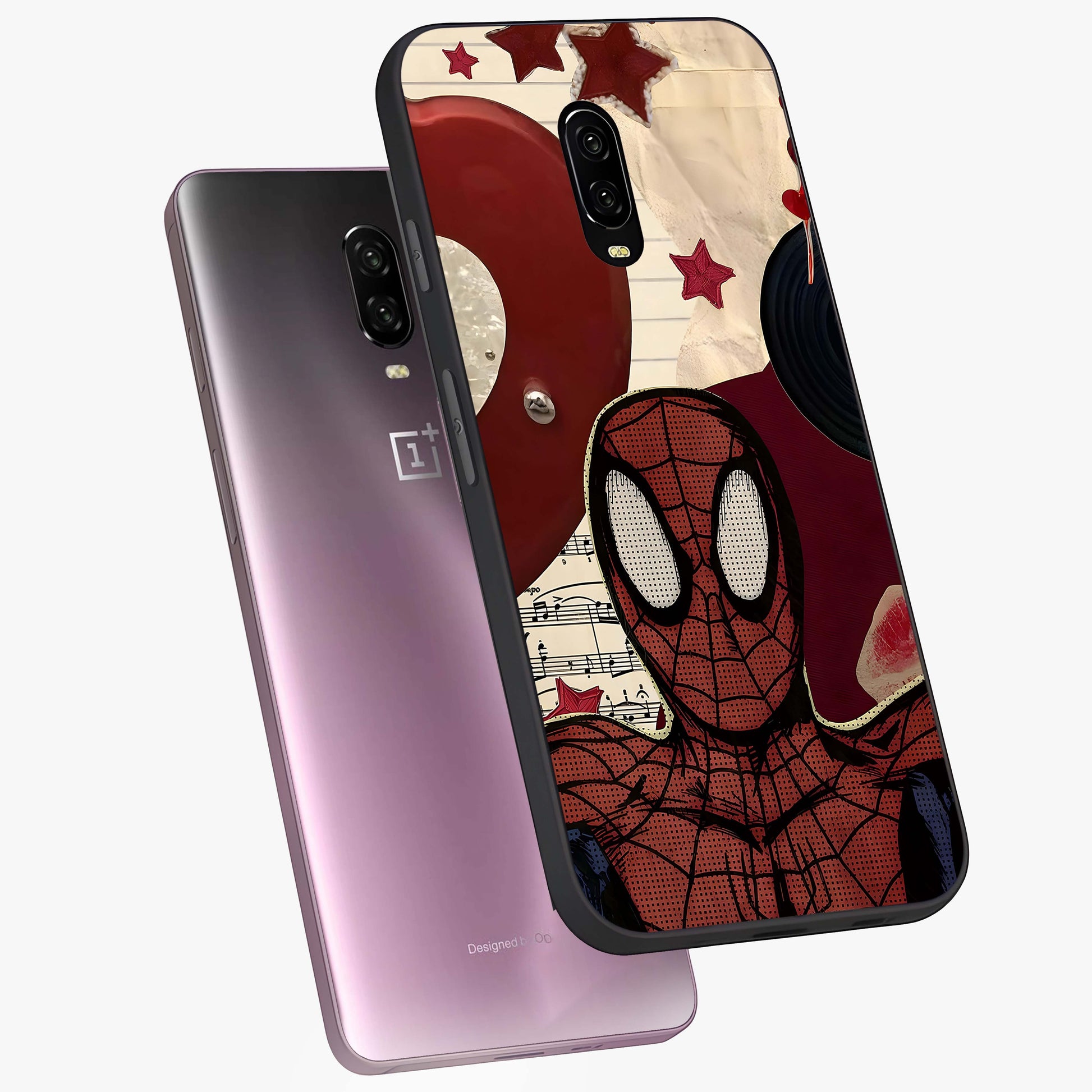 Web Warrior Vibes Glass Case displayed in angled mockup highlighting dynamic web design with comic style aesthetic.